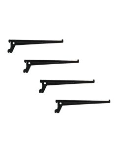 Kit 4 Suportes Simples Para Trilho Prateleira Aço 25cm Preto SS-25-PR