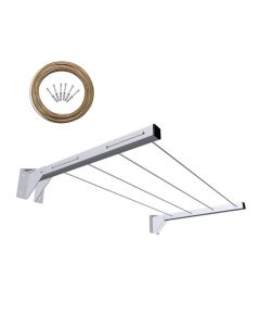 Par Suporte Varal Dobrável Branco 50cm + Corda + Kit Instalação - nv152p