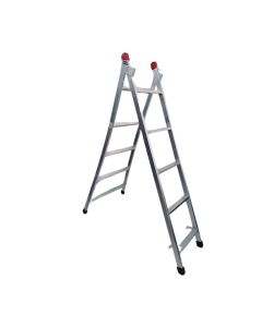 Escada Extensiva 3 em 1 Aço 5x8 Degraus 2,40m Zincada 120kg - nv205