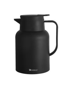 Garrafa Térmica 1L Preta com Ampola Vidro - Quente e Frio Veneza SM-GTVPR