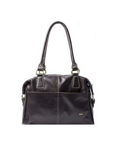Bolsa Feminina Grande Couro Bolso Externo Zíper Café 9026