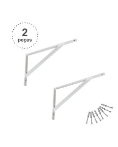 Kit 2 Suportes Prateleira Mão Francesa 50cm Reforçada Branco nv709