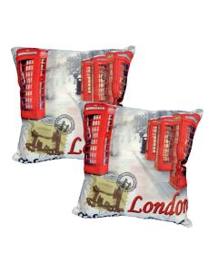 Kit 2 Capas de Almofada Estampa Londres 43x43cm Poliéster
