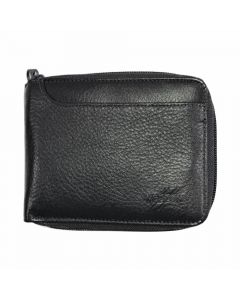 Carteira Masculina em Couro Legítimo com Porta-Níquel Zíper Preto - 019