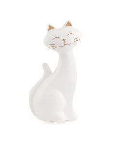 Gato Branco em Cerâmica Decorativa Moderna
