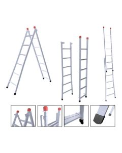 Escada Extensiva 3 em 1 Aço 5x8 Degraus 2,40m Zincada 120kg - nv205