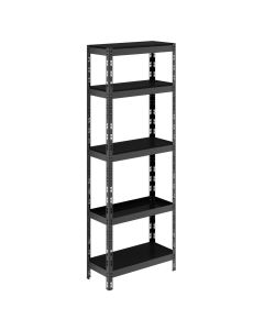 Estante Aço com 5 Prateleiras MDP Preta Multiuso 30x67x180cm Stronger