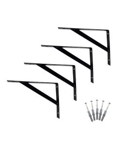Kit 4 Suportes Prateleira Mão Francesa 35cm Reforçada Preto nv726