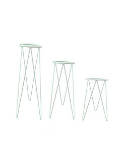 Kit Trio PMG Suportes Tripé para Vaso Chão Planta Branco Aço nv515