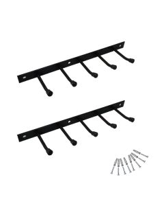 Kit 2 Suportes Pendurar Multiuso 10 Ganchos 28cm Aço Preto