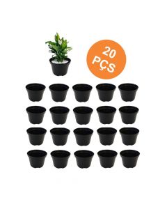 Kit 20 Vasos Pote 11 Plantas 11x7cm Preto plástico 572G