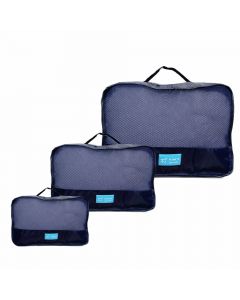 Kit 3 Bolsas Necessaire Organizador Higiene Viagem Azul ys27064