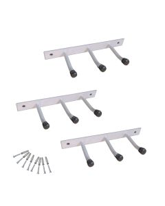 Kit 3 Suportes Pendurar Multiuso 9 Ganchos 18cm Aço Branco nv811