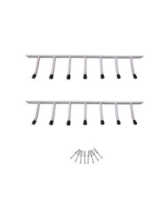 Kit 2 Suportes Pendurar Multiuso 14 Ganchos 38cm Aço Branco nv813