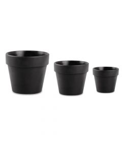 Kit 3 Mini Vasos Cachepot Cimento Para Plantas Preto