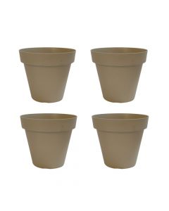 Kit 4 Mini Vasos Plantas Redondo 0,4L Bari Cinza Taupe vb10ct