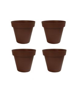 Kit 4 Mini Vasos Plantas Redondo 0,4L Bari Tabaco vb10ft