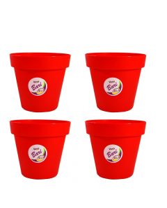 Kit 4 Mini Vasos Plantas Redondo 0,4L Bari Vermelho vb10ve