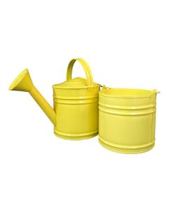 Kit Mini Balde e Regador Para Decoração Multiuso Galvanizado 3L Amarelo