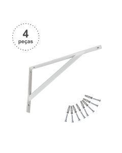 Kit 4 Suportes Prateleira Mão Francesa 40cm Reforçada Branco nv707