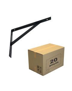 Suporte Cantoneira 30x18cm Preto 20pçs Caixa nv725