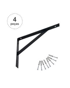 Kit 4 Suportes Prateleira Mão Francesa 40cm Reforçada Preta nv727