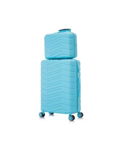 kit Mala Viagem Média 4 Rodas Com Frasqueira ABS Azul Sunny YS21180A