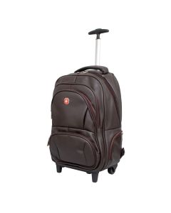 Mochila Grande PU Swissland Com Carrinho Telescópico Marrom ys31008