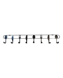Porta Utensílios de Cozinha Aramado Preto com 8 Ganchos 