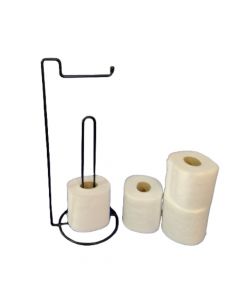 Suporte Chão Porta Papel Toalha ou Higiênico 44cm Aço Preto nv840
