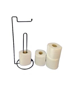 Suporte Chão Porta 4 Rolos Papel Higiênico 44cm Aço Preto nv840