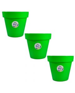 Kit 3 Vasos Redondo 15 cm p/Jardim Bari Verde VB15VD