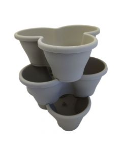 Kit 3 Vasos Verticais Treviso P/Plantas Horta Flores Cinza Taupe TR42CT