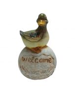 Enfeite Cerâmica Welcome Decorativa Jardim Pato xp122p