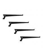 Kit 4 Suportes Simples Para Trilho Prateleira Aço 25cm Preto SS-25-PR