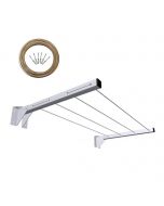 Par Suporte Varal Dobrável Branco 50cm + Corda + Kit Instalação - nv152p