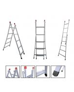 Escada Extensiva 3 em 1 Aço 5x8 Degraus 2,40m Cinza 120kg - nv205p